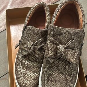 Gentle Souls Taupe Snake Pattern Sneakers